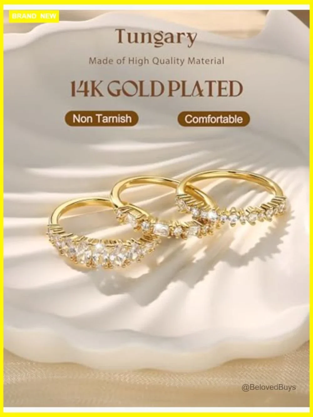 Dainty Stackable Rings for Women Non Tarnish Gold Plated Stacking Ring Set CZ